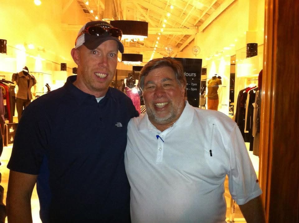 Matt Ansbro with Steve Wozniak, co-founder of Apple, at an Apple retail store during his years in Apple retail and technical support.